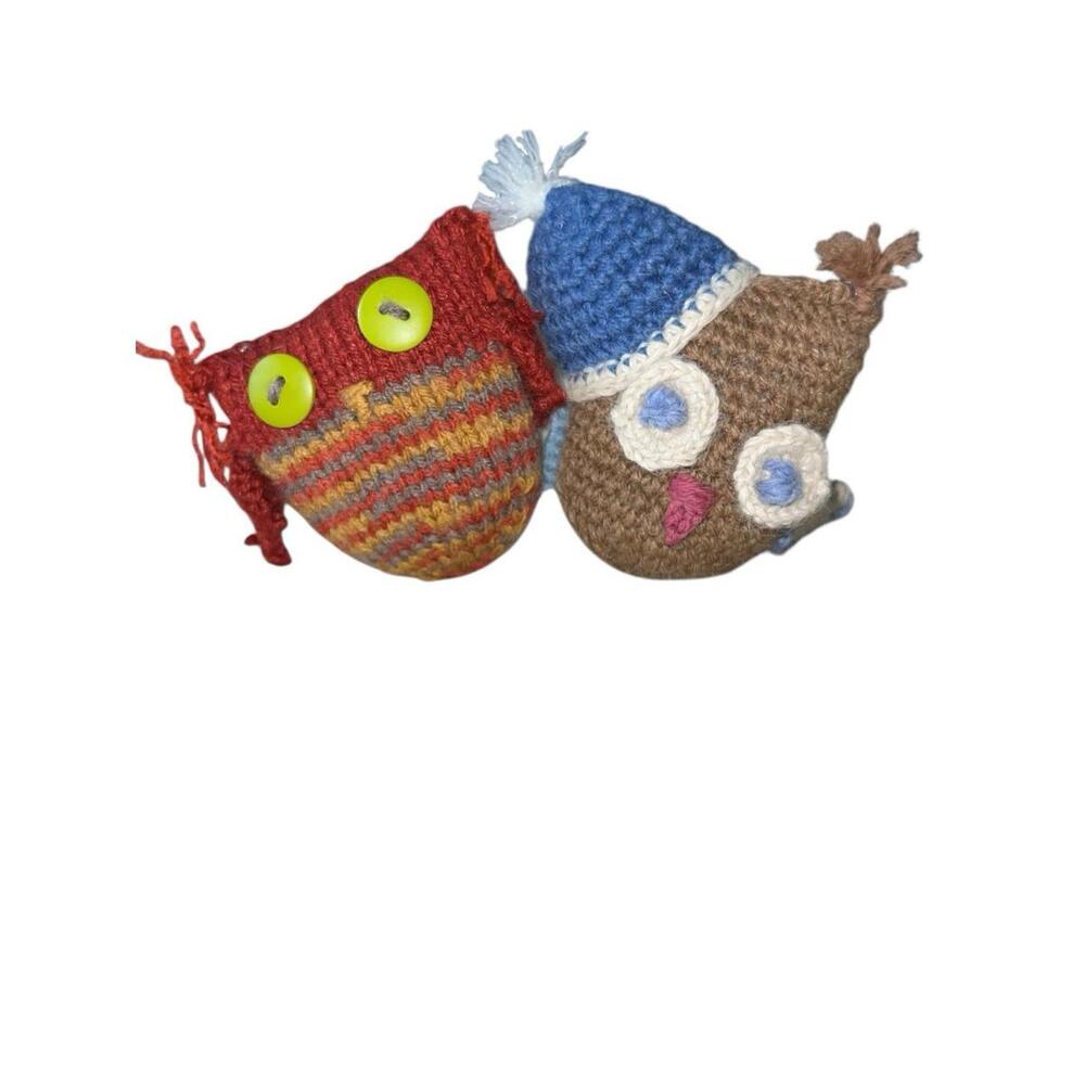 Handmade Crocheted Owl Set Plush Toys Nursery Decor Amigurumi Gift